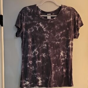 Elegant Dark Gray Tie-Dye Women's Short Sleeve Tee